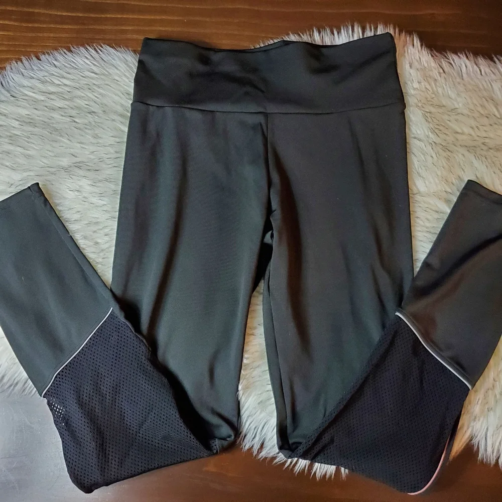 Black Leggings with Mesh Accents - Picture 1 of 4